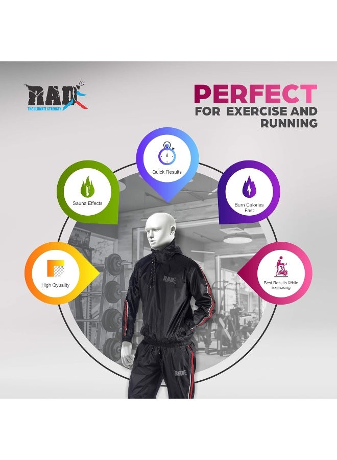 RAD Sauna Suit Men Women Weight Loss Jacket Pant Gym Workout Sweat Suits with Hood - Image 5