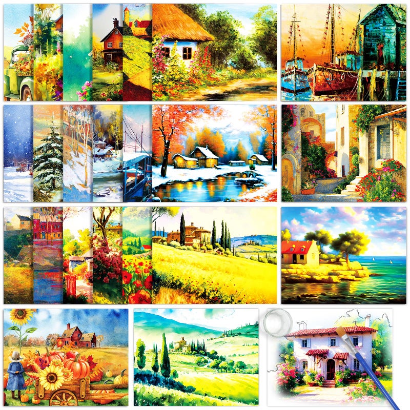 ZOIIWA 24 Pcs Dementia Products for Elderly Reusable Water Painting Toys Farm Animals Dementia Activities for Adults Seniors Toys Water Doodle Coloring Set Painting Brush for Elderly Drawing Gifts - Image 2