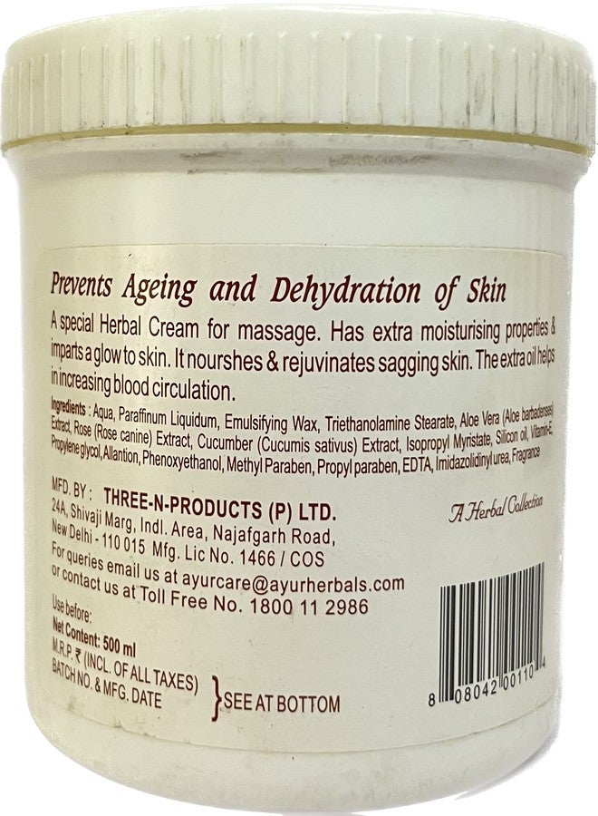 Ayur Herbals MASSAGE CREAM With Aloe Vera (500ml) - Image 2