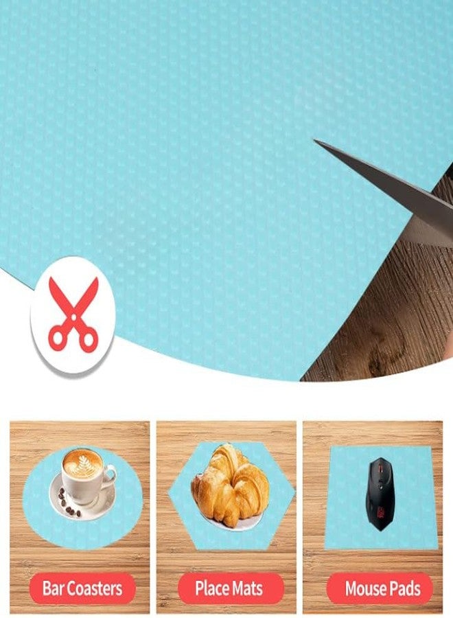 Mopak Decor موباك ديكور متعدد الاستخدامات، مقاس 45 سم × 150 سم، سجادة متينة للغاية مانعة للانزلاق، مناسبة للحمامات والمطابخ، أدراج الخزائن، أرفف، لفائف بطانات المطبخ، سجادة للثلاجة، سجادة للطاولة، 1.5 متر، لون أزرق سماوي - Image 4
