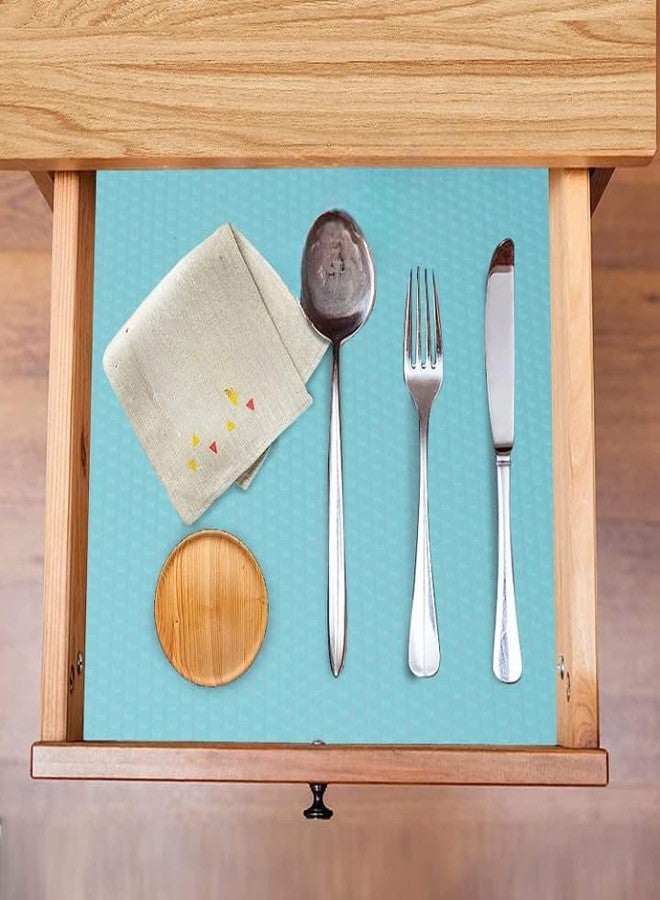 Mopak Decor موباك ديكور متعدد الاستخدامات، مقاس 45 سم × 150 سم، سجادة متينة للغاية مانعة للانزلاق، مناسبة للحمامات والمطابخ، أدراج الخزائن، أرفف، لفائف بطانات المطبخ، سجادة للثلاجة، سجادة للطاولة، 1.5 متر، لون أزرق سماوي - Image 1