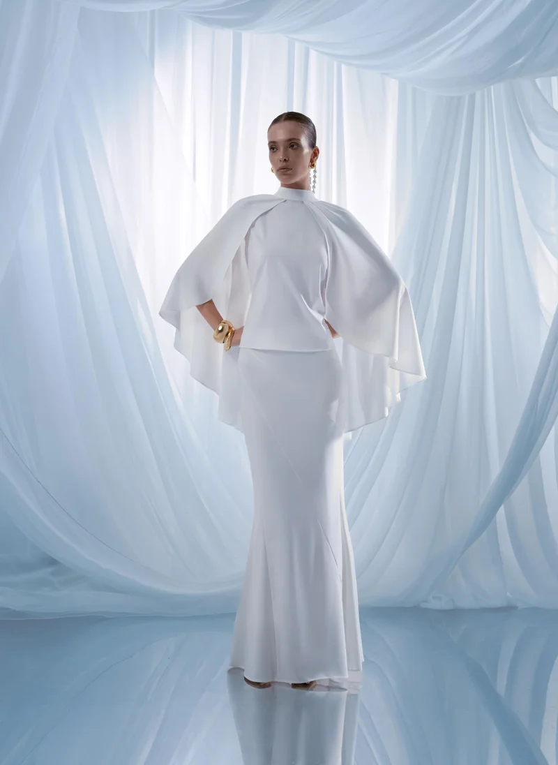 Lichi Blouse with tonal cape