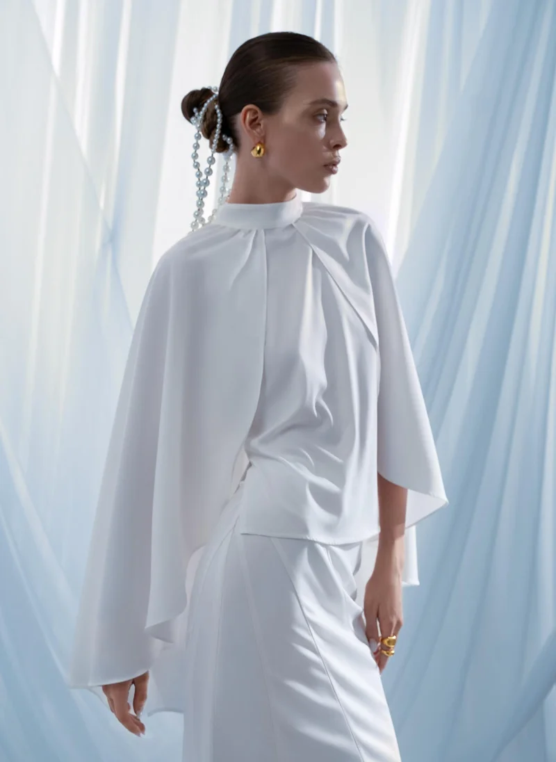 Lichi Blouse with tonal cape