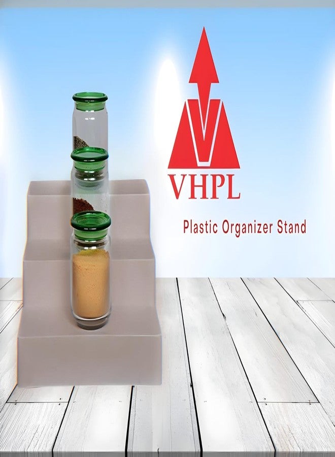VHPL Glossy Finished Home and Office Plastic Organizer Stand (Cream) (Durable, Mutlipurpose, convient, 3 Step Storage)(Pack of 2) - Image 4