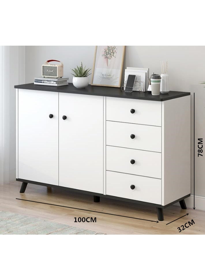 جولدن خزانة أدراج، خزانة تخزين خشبية بأربعة أدراج وبابين للأدوات المنزلية وأدوات المطبخ، خزانة تخزين حديثة بأدراج لغرفة المعيشة وغرفة الطعام وغرفة النوم (GLC104) - Image 4