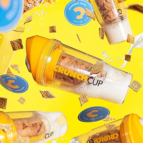 CRUNCHCUP XL Yellow - Portable Plastic Cereal Cups for Breakfast On the Go, To Go Cereal and Milk Container for your favorite Breakfast Cereals, No Spoon or Bowl Required - Image 5