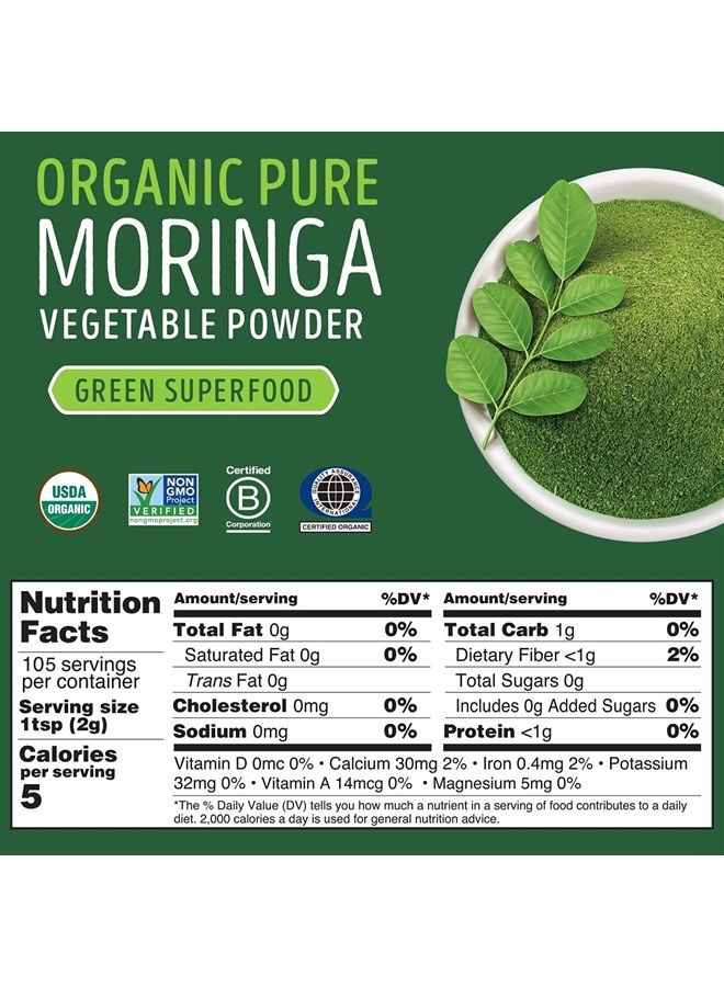 Kuli Kuli Moringa Oleifera Organic Leaf Powder & Green Smoothie, 100% Pure USDA Certified & Non-GMO Moringa Powder, Great with Smoothies, Tea, and Food, 2 Pack - Image 4