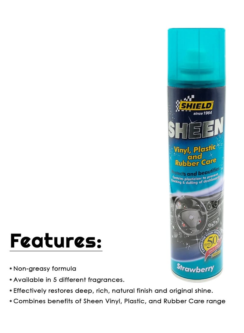 SHIELD 300ml Sheen Dashboard Spray , Protects Beautifies Vinyl Plastic Rubber Care Spray Strawberry SH54 - Image 3