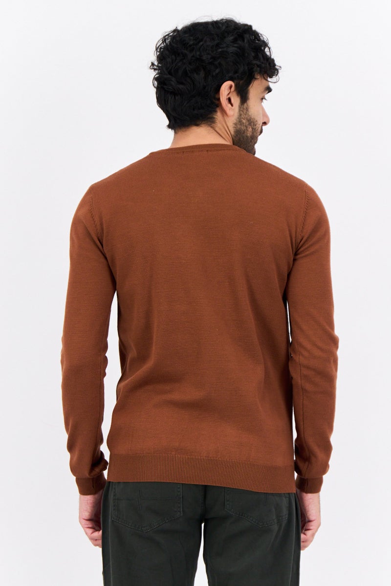 Sorbino Men V Neck Knitted Sweater, Choco Brown  - Image 3