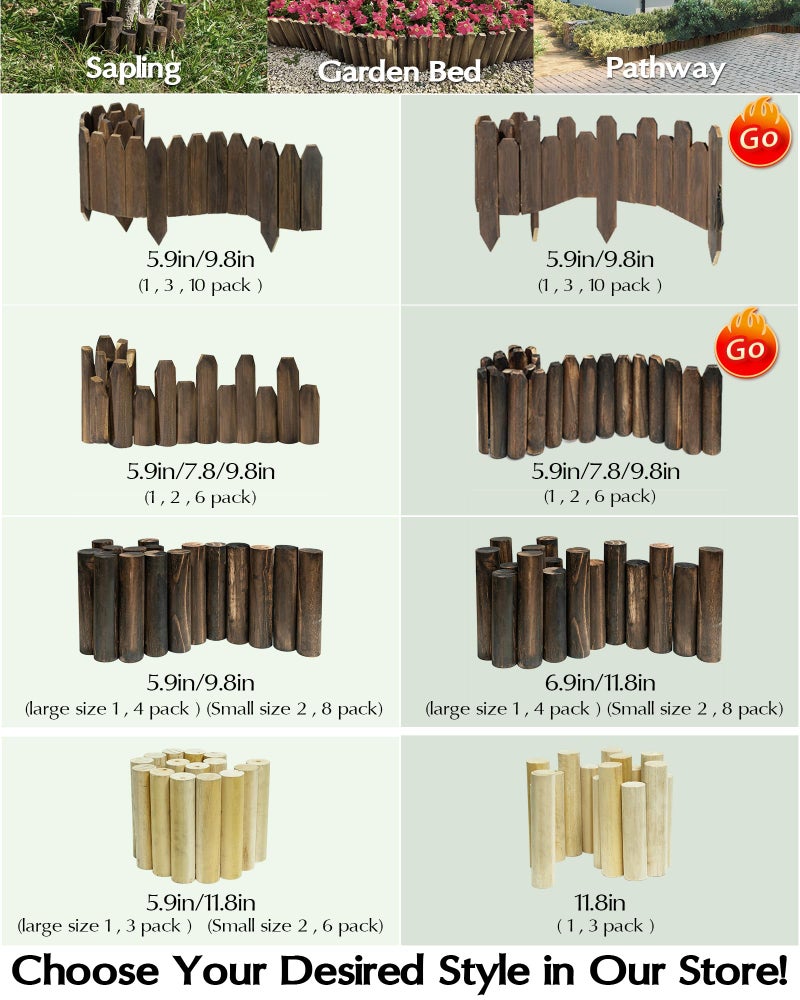 ciAmore Wood Garden Edging, Staggered Wooden Edging Border Decorative Small Picket Panels for Flower Bed Barriers and Landscape Fencing (5.9" H x 47" L, 1 Pack) - Image 5