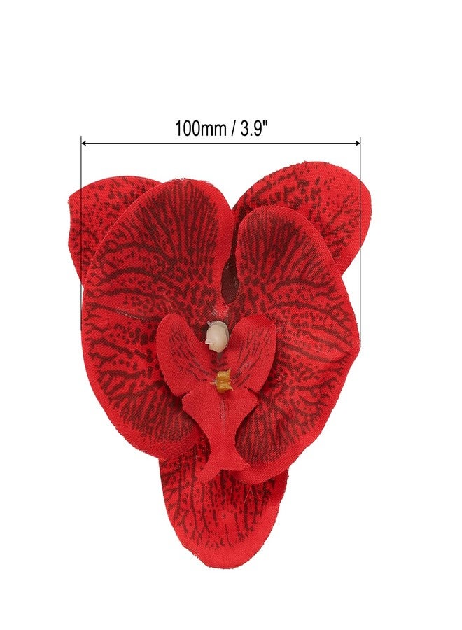 PATIKIL 3.9" Artificial Orchid Flower Heads, 40 Pack Silk Phalaenopsis Fake Butterfly Orchid Heads for Wedding Floral Bouquet Decor DIY Craft Making, Red - Image 2