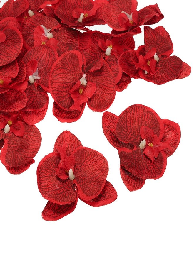 PATIKIL 3.9" Artificial Orchid Flower Heads, 40 Pack Silk Phalaenopsis Fake Butterfly Orchid Heads for Wedding Floral Bouquet Decor DIY Craft Making, Red - Image 1