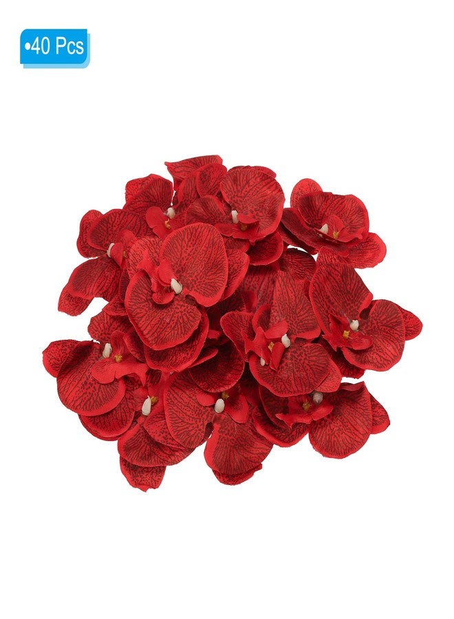 PATIKIL 3.9" Artificial Orchid Flower Heads, 40 Pack Silk Phalaenopsis Fake Butterfly Orchid Heads for Wedding Floral Bouquet Decor DIY Craft Making, Red - Image 3