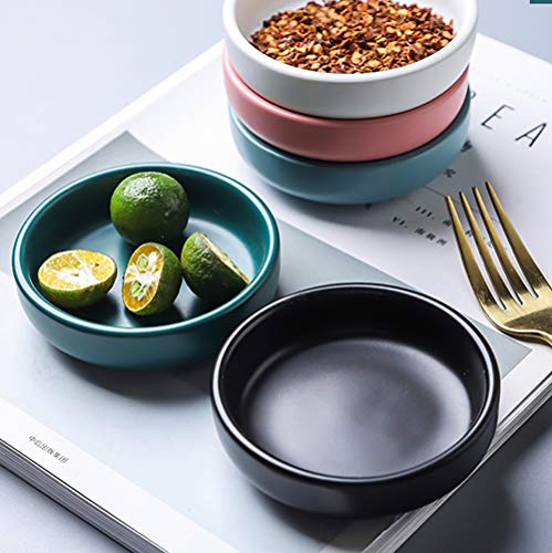 BigNoseDeer Matte Ceramic Soy Dipping dish,Multipurpose Porcelain Sauce Dish Mini Side Seasoning bowl Sushi Soy Dipping Bowls Simple Style Set of 6 Black (Black) - Image 5