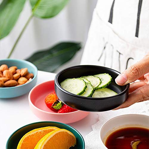 BigNoseDeer Matte Ceramic Soy Dipping dish,Multipurpose Porcelain Sauce Dish Mini Side Seasoning bowl Sushi Soy Dipping Bowls Simple Style Set of 6 Black (Black) - Image 2
