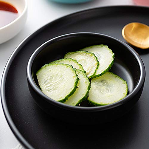BigNoseDeer Matte Ceramic Soy Dipping dish,Multipurpose Porcelain Sauce Dish Mini Side Seasoning bowl Sushi Soy Dipping Bowls Simple Style Set of 6 Black (Black) - Image 3