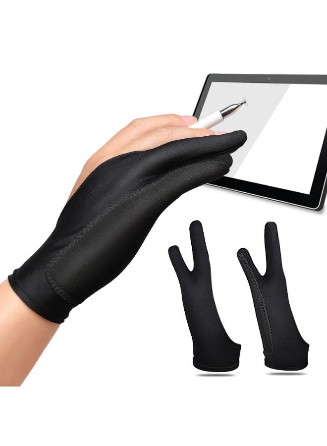 2 Pack Drawing Glove, Artist Glove with Two Fingers for Drawing Tablet iPad, Digital Art Palm Rejection Glove, Good for Left and Right Hand - Image 1