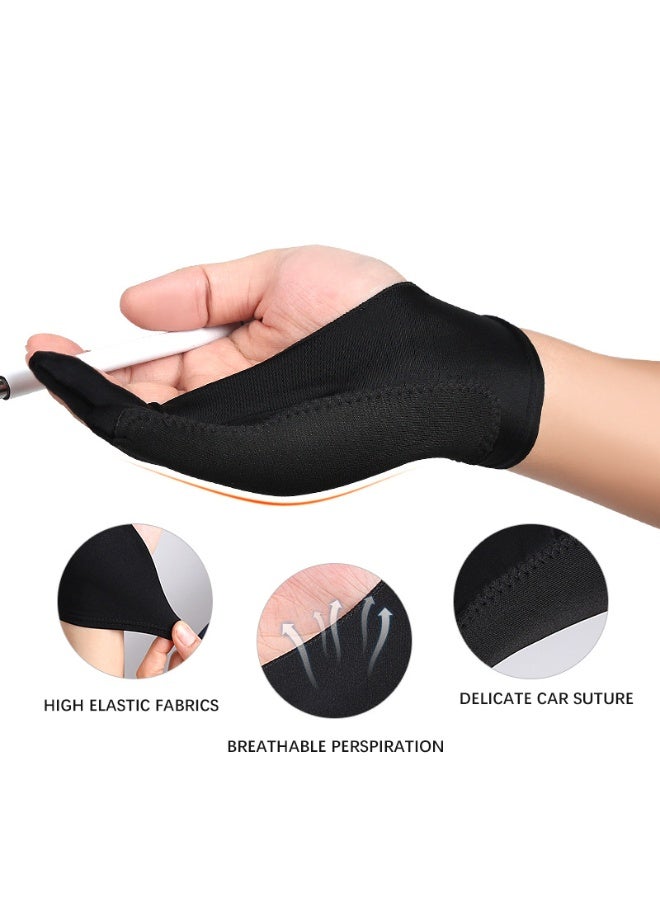 2 Pack Drawing Glove, Artist Glove with Two Fingers for Drawing Tablet iPad, Digital Art Palm Rejection Glove, Good for Left and Right Hand - Image 3