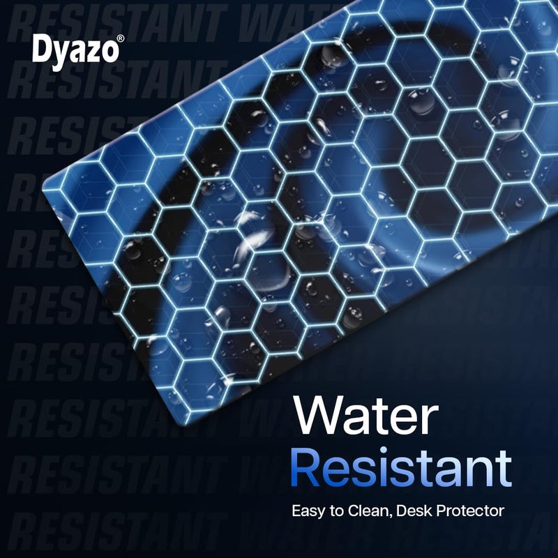 Dyazo Hexagonal Pattern Desk Mat for Laptop & Computer | Anti-Slip Extended Mouse Pad | Gaming Rubber Mouse Pad with Stitched Edges (800mm x 300mm x 3mm) – Blue - Image 2