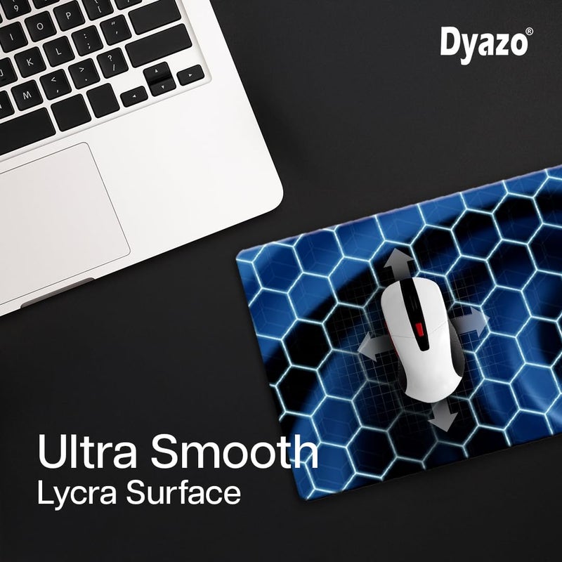 Dyazo Hexagonal Pattern Desk Mat for Laptop & Computer | Anti-Slip Extended Mouse Pad | Gaming Rubber Mouse Pad with Stitched Edges (800mm x 300mm x 3mm) – Blue - Image 5