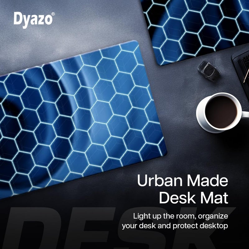 Dyazo Hexagonal Pattern Desk Mat for Laptop & Computer | Anti-Slip Extended Mouse Pad | Gaming Rubber Mouse Pad with Stitched Edges (800mm x 300mm x 3mm) – Blue - Image 4
