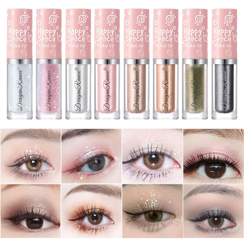 Sumeitang SUMEITANG 8Pcs Liquid Glitter EyeshadowHighly Pigmented Shimmer Metallic Sparkling Eye shadowMultiDimensional Sparkle FinishLong WearingQuickDrying Liquid Eyeshadow for Crystal Eye Makeup
