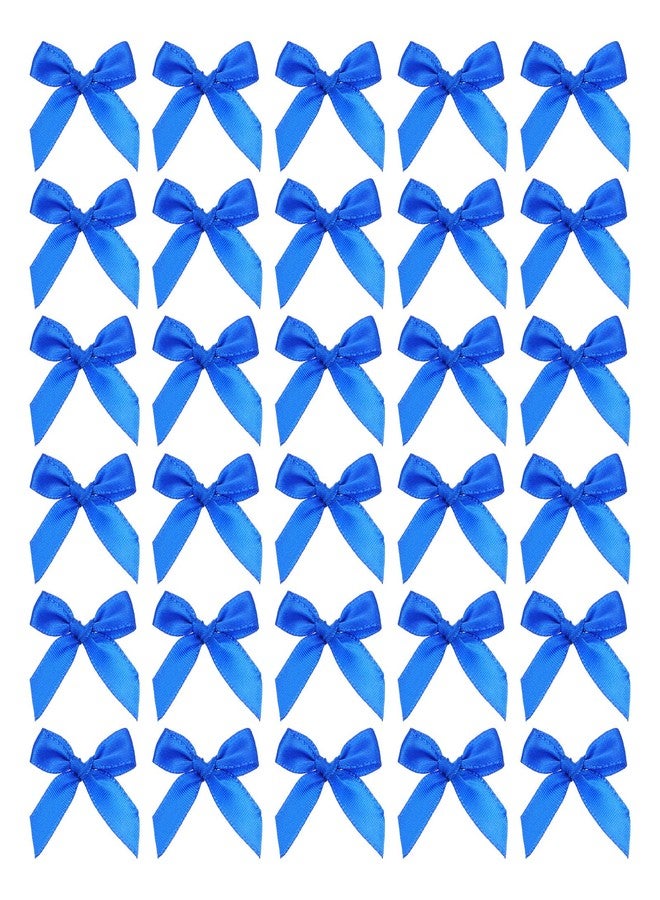 MECCANIXITY 50Pcs Mini Ribbon Bow 1.8 inch Mini Fabric Satin Ribbon Flower Bows for Craft DIY Sewing Wedding Birthday Party Dark Blue - Image 1