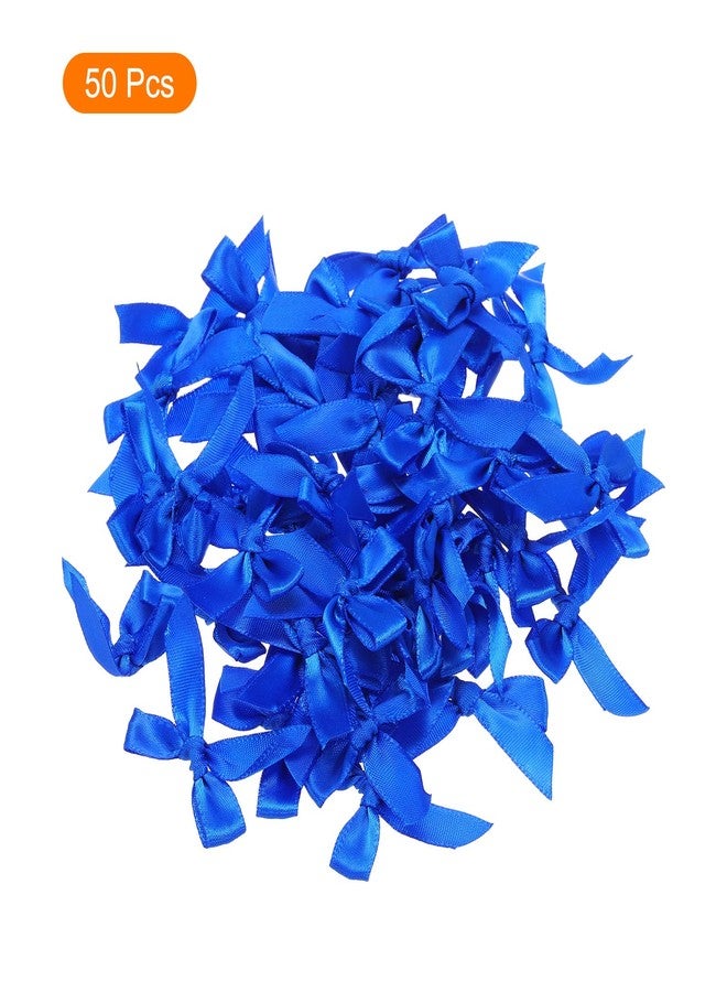 MECCANIXITY 50Pcs Mini Ribbon Bow 1.8 inch Mini Fabric Satin Ribbon Flower Bows for Craft DIY Sewing Wedding Birthday Party Dark Blue - Image 3