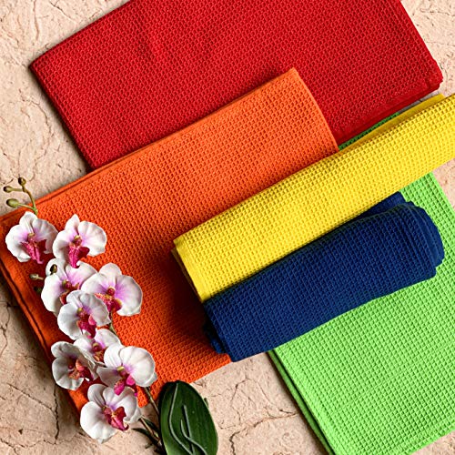 PIXEL HOME DECOR Pixel Home © Superior Cotton |Lunch Napkins | Multi-Purpose Kitchen | Cleaning Towel/Waffle Dish Cloth | Bright Colors (Pack of 5) - Image 3