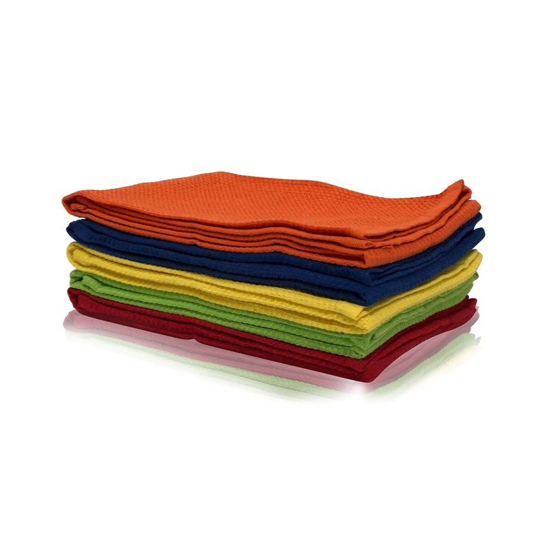 PIXEL HOME DECOR Pixel Home © Superior Cotton |Lunch Napkins | Multi-Purpose Kitchen | Cleaning Towel/Waffle Dish Cloth | Bright Colors (Pack of 5) - Image 1