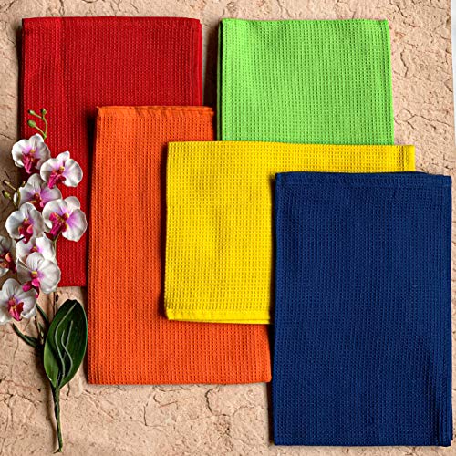 PIXEL HOME DECOR Pixel Home © Superior Cotton |Lunch Napkins | Multi-Purpose Kitchen | Cleaning Towel/Waffle Dish Cloth | Bright Colors (Pack of 5) - Image 4