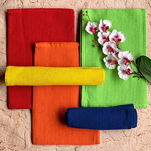 PIXEL HOME DECOR Pixel Home © Superior Cotton |Lunch Napkins | Multi-Purpose Kitchen | Cleaning Towel/Waffle Dish Cloth | Bright Colors (Pack of 5) - Image 2
