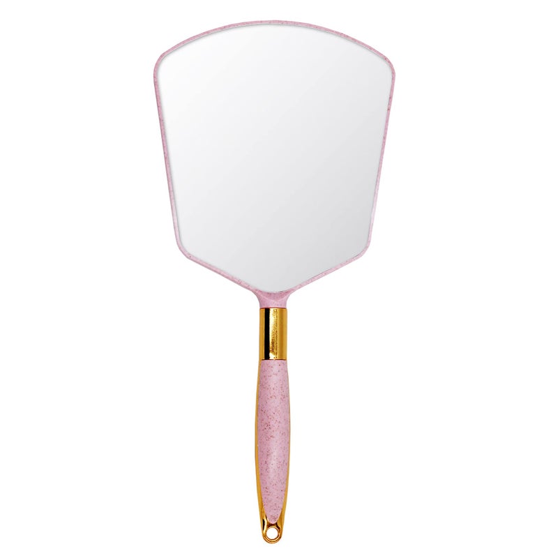 Eaoundm Hand Held Mirror with Handle Makeup Hand Mirror with Hook Hole for Bathroom and Bedroom Barbers Haircut Mirror for Home and Salon 6 W X13 L inchs Pink