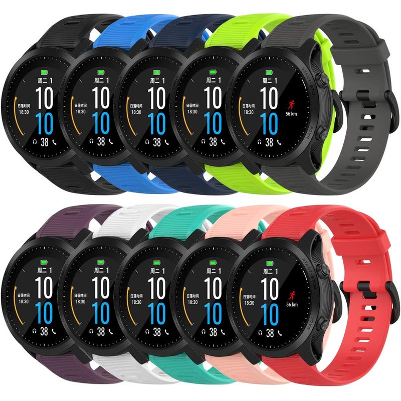 QGHXO حزام لجهاز Garmin Forerunner 945، حزام ساعة بديل من السيليكون الناعم لجهاز Garmin Forerunner 935 (بدون متتبع) 10 قطع - Image 1