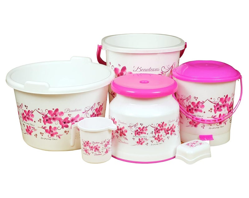 AOOMI New Flower Printed Square Bathroom Set Pink 6 - Image 2