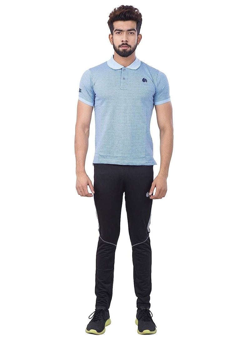 DSC DSC-56 Polo T-Shirt for Men Large – Sky Blue | Half Sleeve Quick-Dry Polyester Sports Tee for Cricket, Training & Outdoor Wear | Stylish, Breathable & Comfortable - Image 1