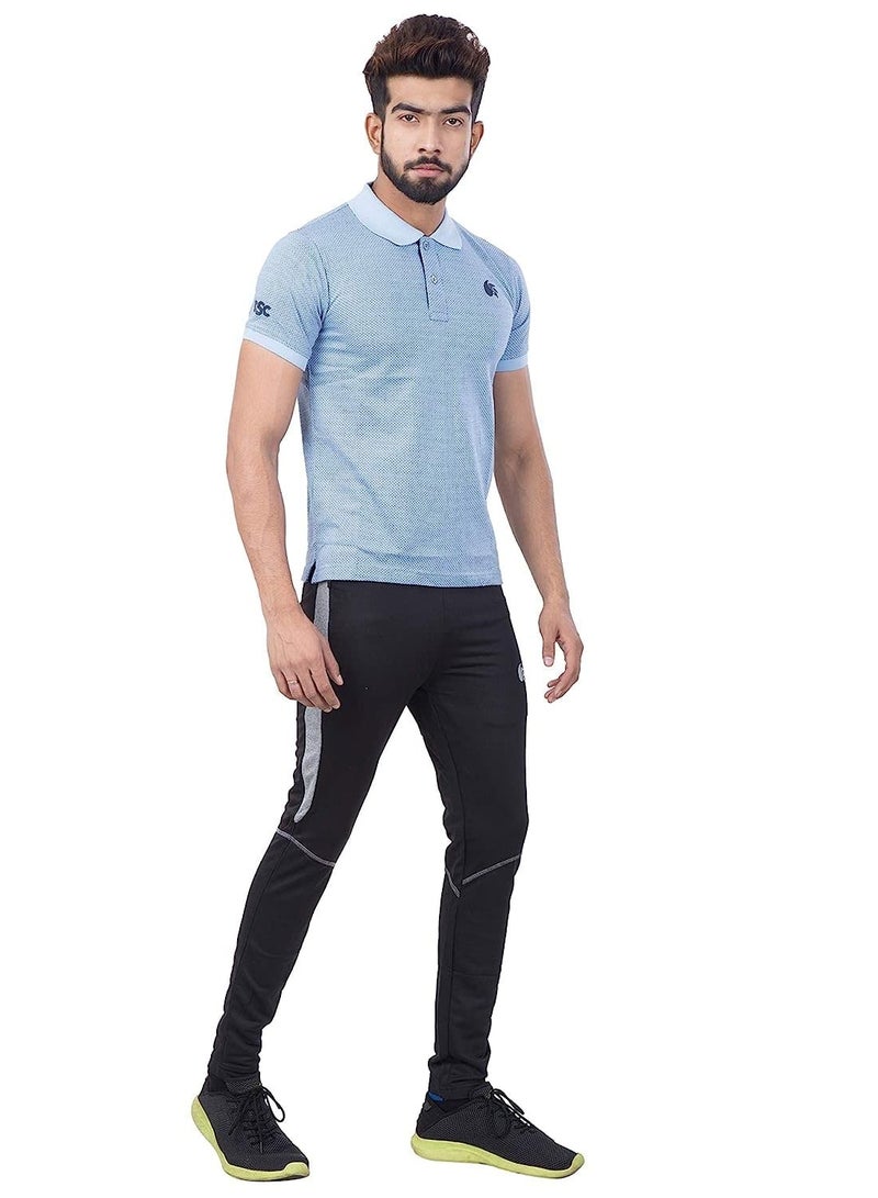 DSC DSC-56 Polo T-Shirt for Men Large – Sky Blue | Half Sleeve Quick-Dry Polyester Sports Tee for Cricket, Training & Outdoor Wear | Stylish, Breathable & Comfortable - Image 2