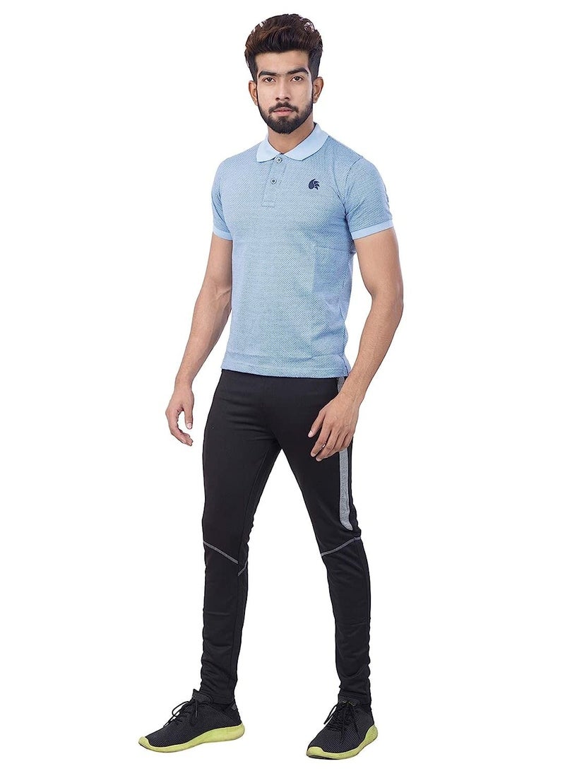 DSC DSC-56 Polo T-Shirt for Men Large – Sky Blue | Half Sleeve Quick-Dry Polyester Sports Tee for Cricket, Training & Outdoor Wear | Stylish, Breathable & Comfortable - Image 3