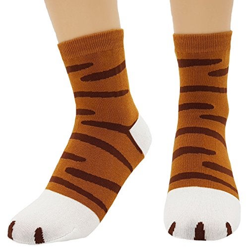 JJMax Women's Cute Kitty Cat Paws Socks with Paw Prints on Toes, Crew 4 Pair Set, One Size,Crew 4 Pair Set,One Size - Image 2