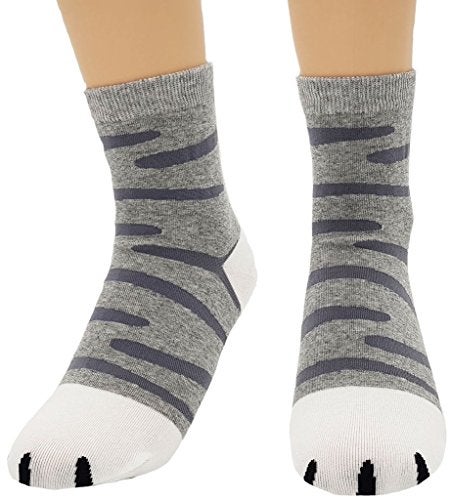 JJMax Women's Cute Kitty Cat Paws Socks with Paw Prints on Toes, Crew 4 Pair Set, One Size,Crew 4 Pair Set,One Size - Image 3