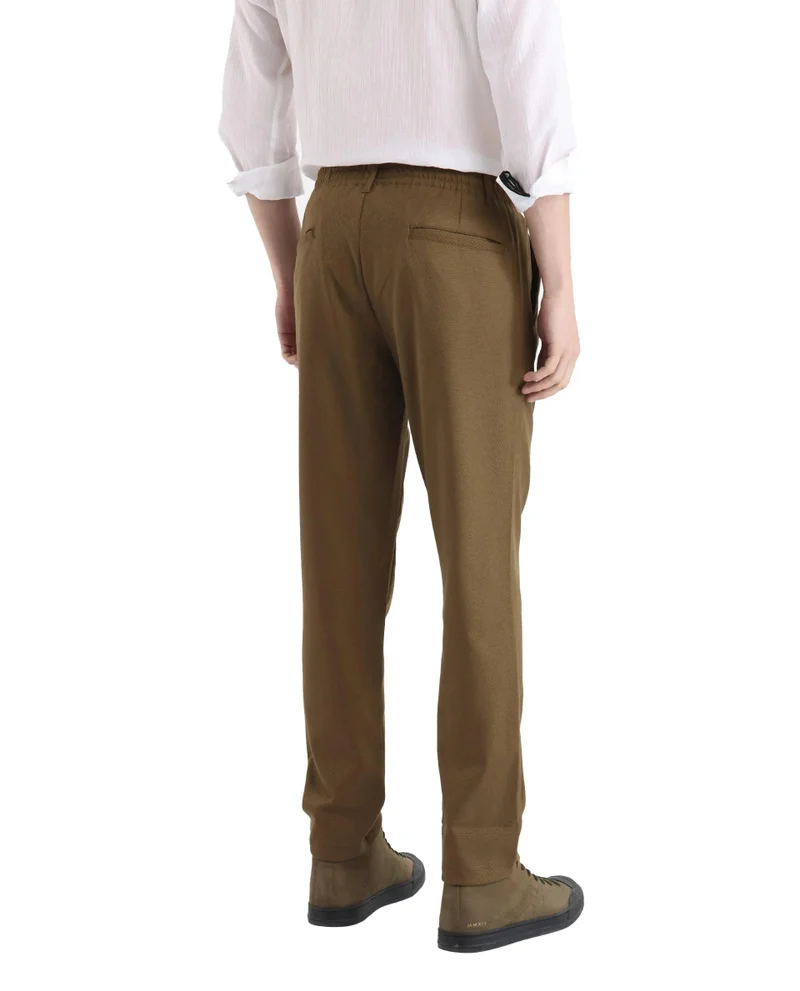 Rare Rabbit Men's Elasticated Waistband Textured Trouser