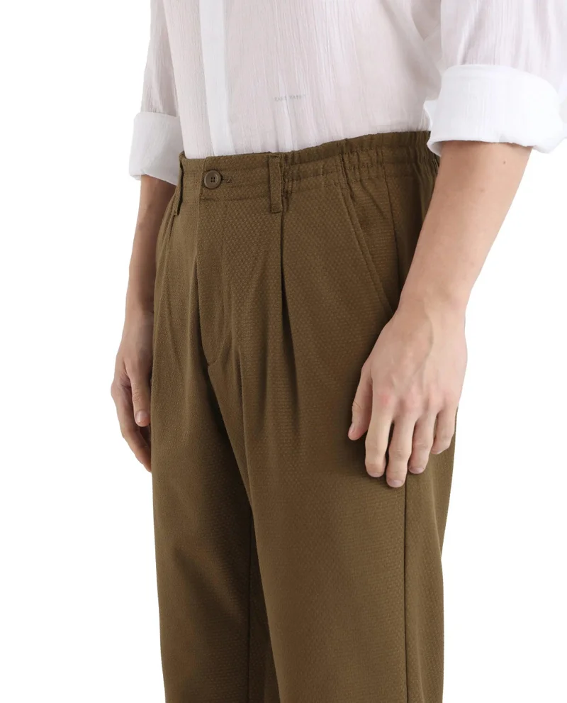 Rare Rabbit Men's Elasticated Waistband Textured Trouser