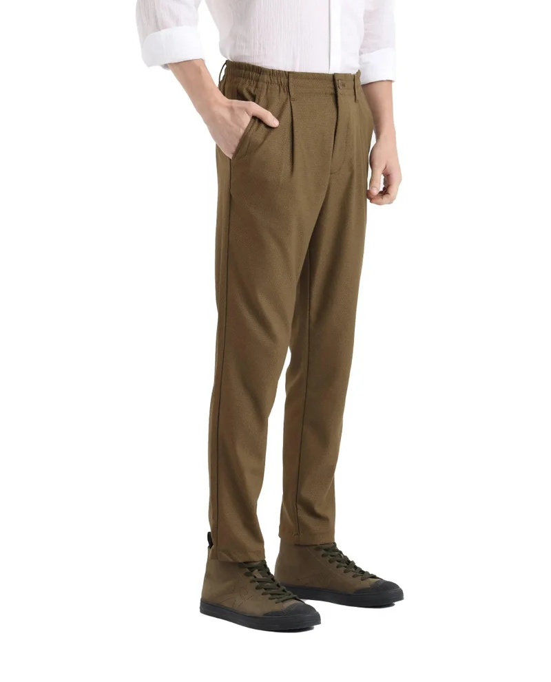 Rare Rabbit Men's Elasticated Waistband Textured Trouser