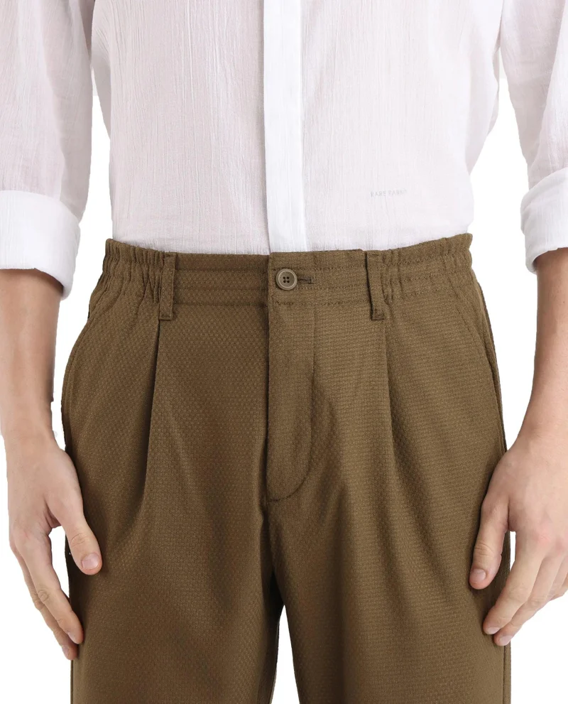 Rare Rabbit Men's Elasticated Waistband Textured Trouser