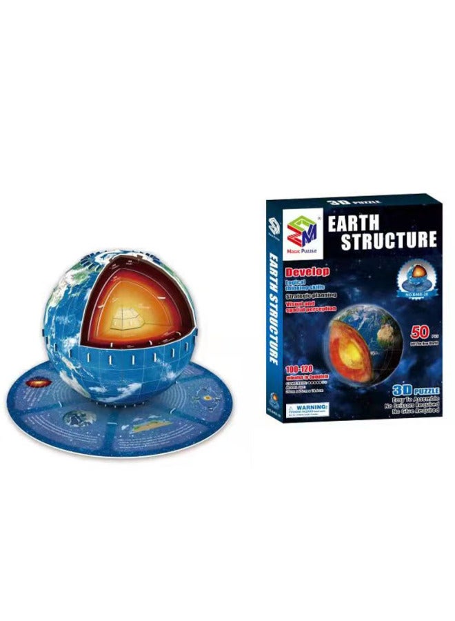 3D 3D Puzzle Globe Volcano Structure Children Diy Space Planet Assembled Science And Education Toys-Color:Earth Structure - Image 4