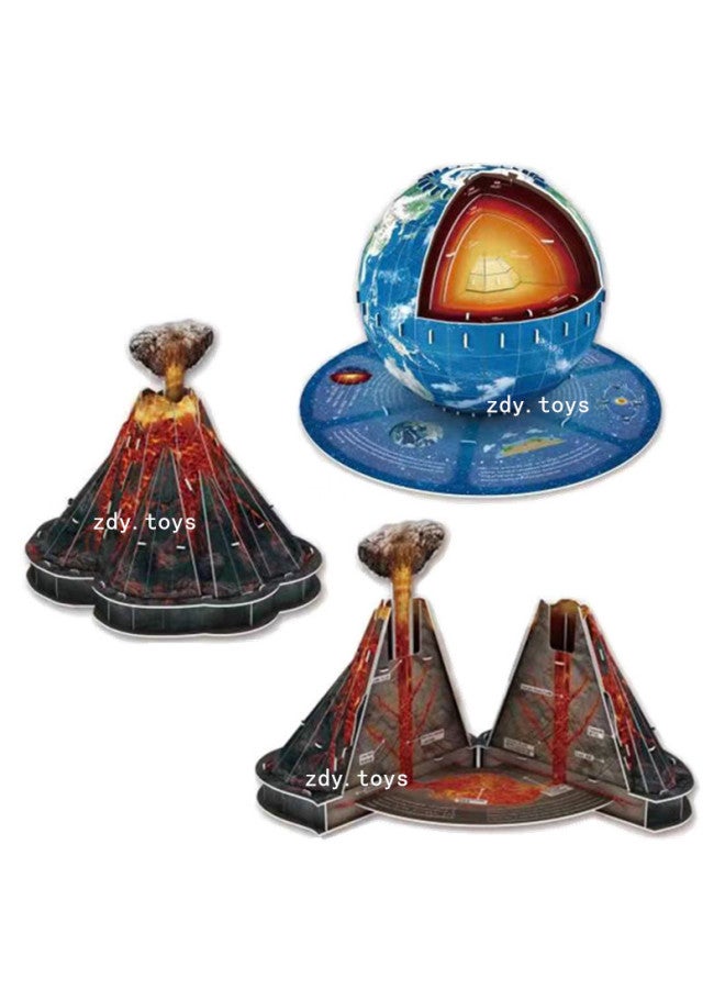 3D 3D Puzzle Globe Volcano Structure Children Diy Space Planet Assembled Science And Education Toys-Color:Earth Structure - Image 2