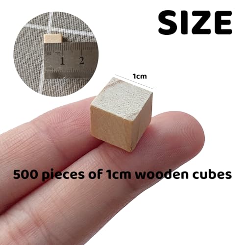 MUXGOA 500 Pcs Unfinished Wood Cubes,1 cm Wooden Blocks for Crafting,Small Wood Cubes for Crafts Making & DIY Projects & Decor - Image 2
