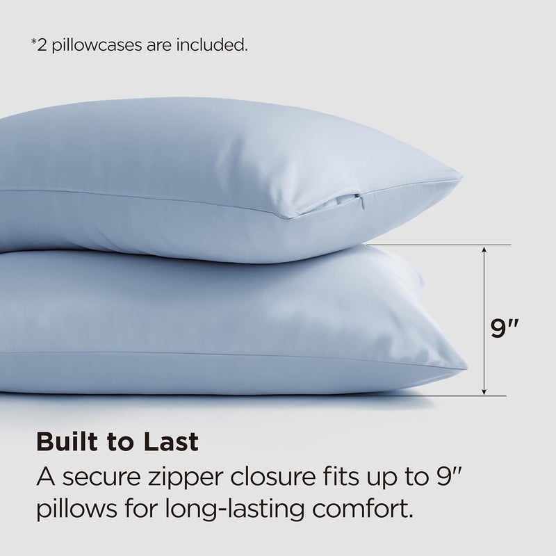 Bedsure Zipper Pillow Cases King, Cooling King Pillow Cases Set of 2, Rayon Derived from Bamboo Cooling Pillowcase for Hot Sleepers, Soft & PureWoven Pillow Covers, Gifts, Light Blue, 20x36 Inches - Image 4