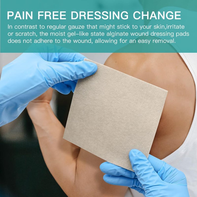 Dimora Upgrade Silver Calcium Alginate Wound Dressing Antibacterial Non Stick Gauze Highly Absorbent Sterile Bandage Pads4 x 4 Patches 5 Packs - Image 5