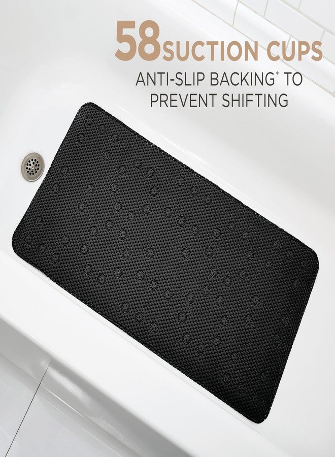 Bath Bliss Bath Mat | Extra Long | Self Draining | Soft Cushioned | Bathroom Tub Accessories | Anti-Slip Backing | Black - Image 3